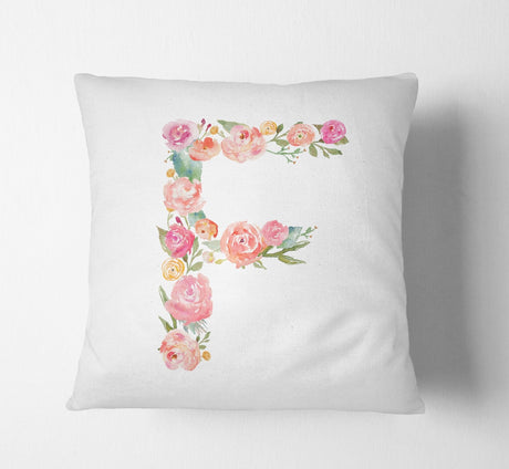 Personalised Alphabet Floral Name Initial Letter Cushion Pillow Case Insert Fill