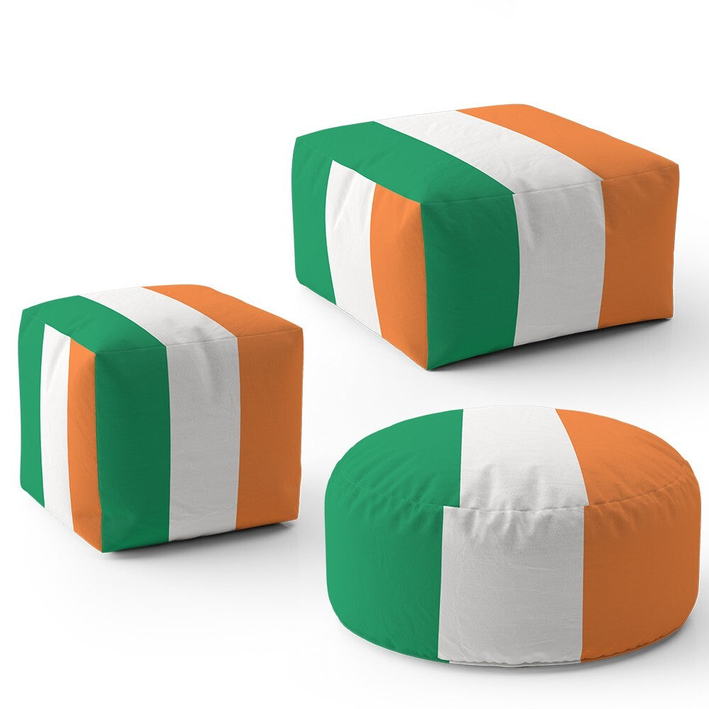 Ireland Flag Irish Tricolour Ottoman Filled Pouffe Footrest Inc Washable Cover