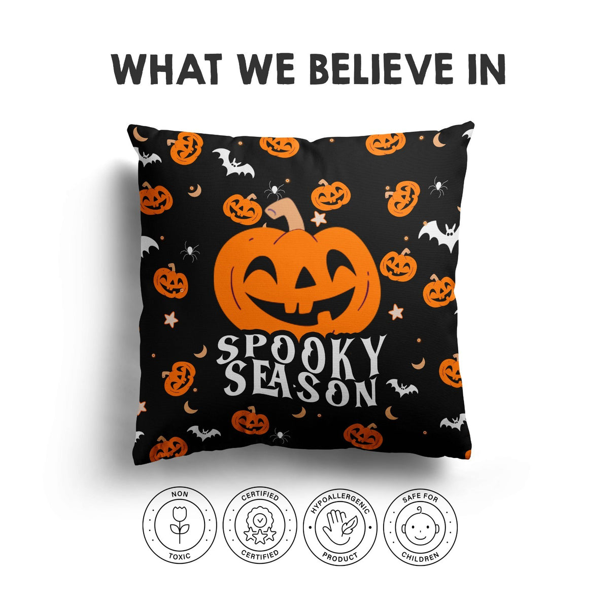 Spooky Season Halloween Custom Colour Square Fill Zip Close Cushion Throw Gift