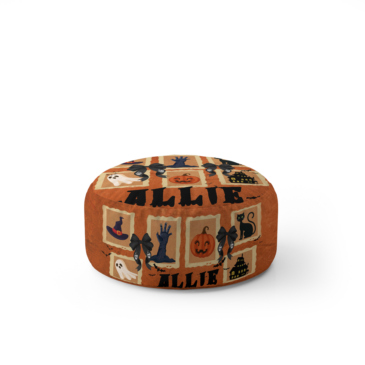 Halloween Spooky Personalised Custom Name Ottoman Filled Pouffe Washable Cover