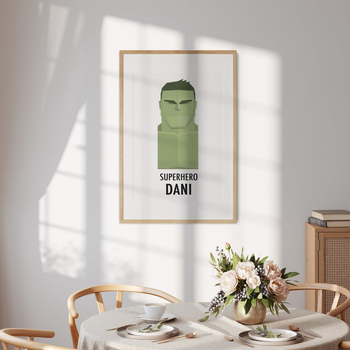 Custom Colour Personalised Superhero Name Wall Art Poster Print Decor