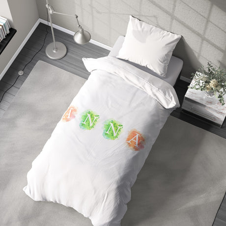 Personalised Watercolour Letters Font Soft Single Size Novelty Bed Duvet Cover