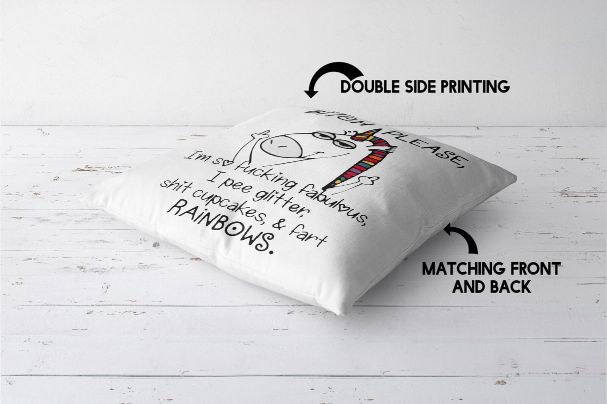 Unicorn Pee Glitter Rude Funny Novelty Custom Square Filled Cushion Decor Gift