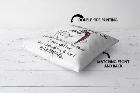 Unicorn Pee Glitter Rude Funny Novelty Custom Square Filled Cushion Decor Gift