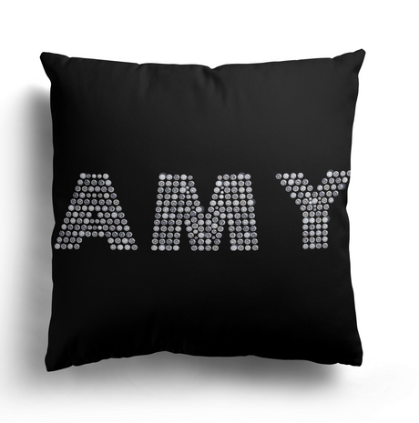Personalised Name Diamond Gems Letters Soft Square Filled Cushion Throw Decor