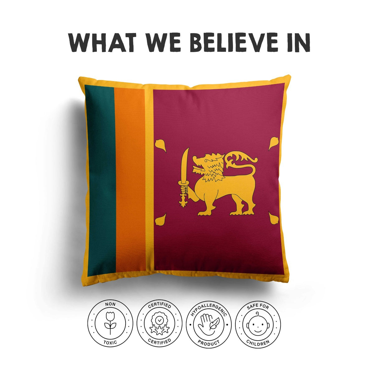 Sri Lanka Flag Design Filled Square Cushion Decorative Throw - Gift Any Size