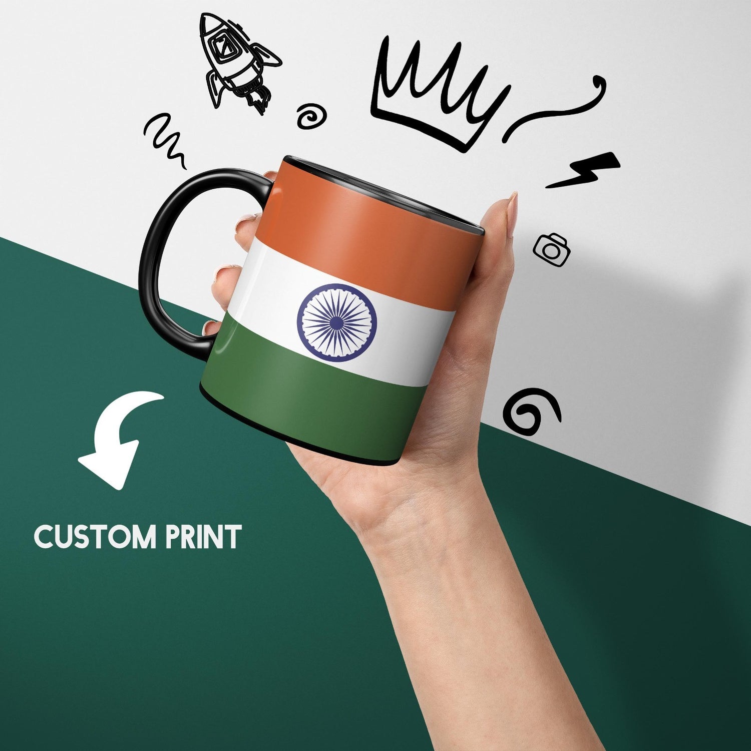 India Flag Design Tea Gift Heat Sensitive Magic Colour Changing Mug Novelty Cup