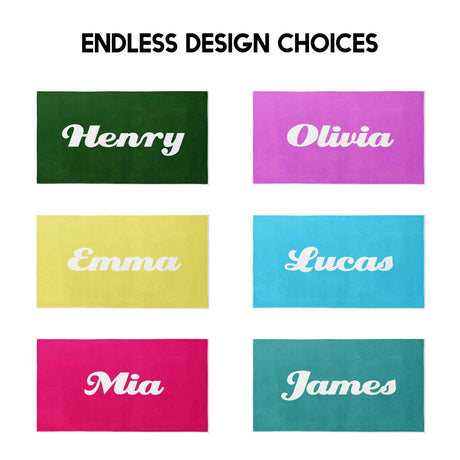 Personalised Name Custom Any Background Colour Absorbent Beach Bath Sheet Towel
