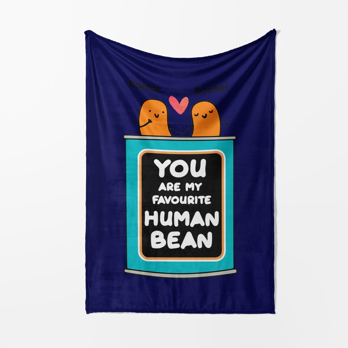 Personalised My Favourite Human Bean Name Novelty Soft Warm Fleece Blanket Decor