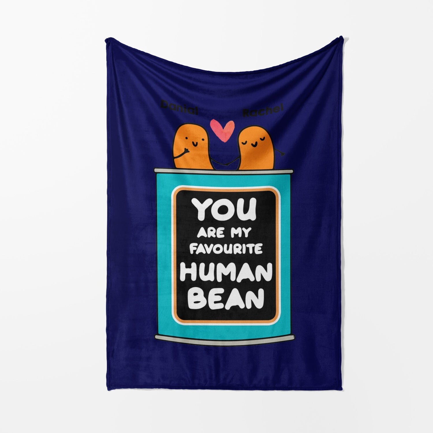 Personalised My Favourite Human Bean Name Novelty Soft Warm Fleece Blanket Decor