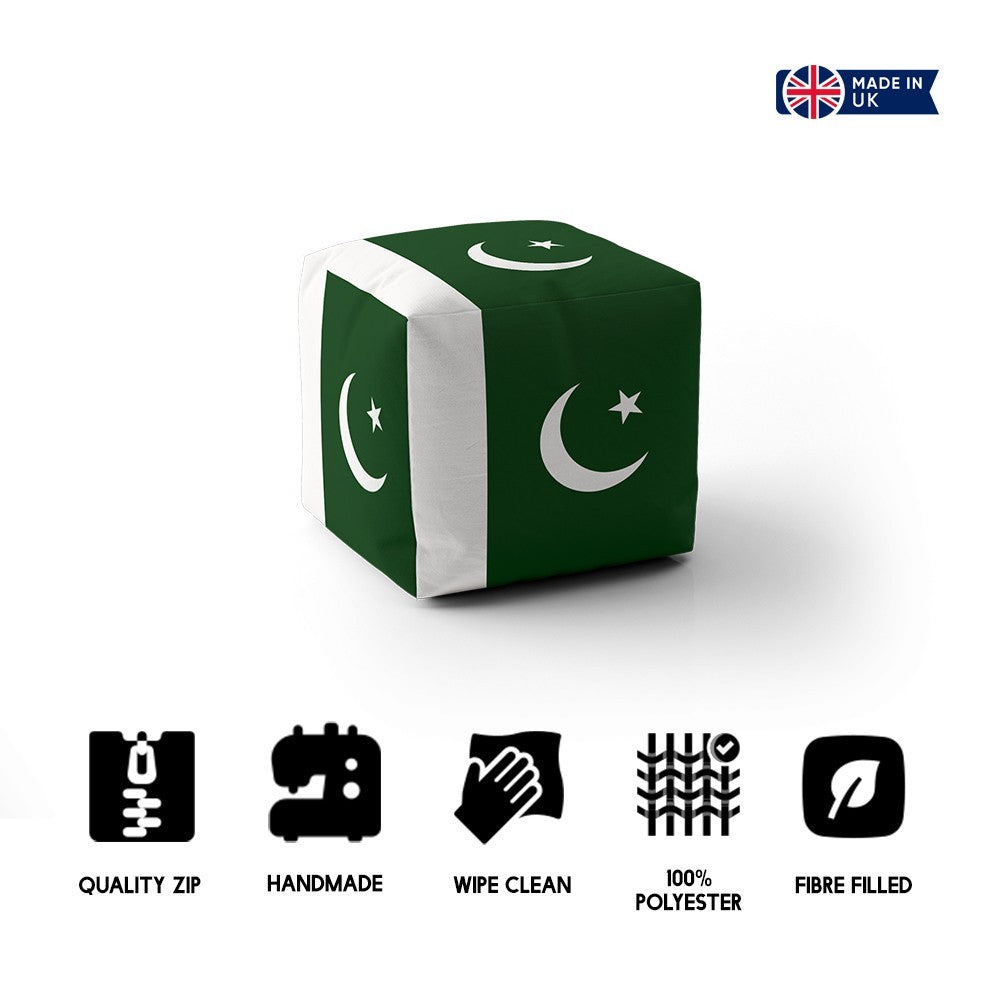 Pakistan Flag Design Custom - Ottoman Filled Pouffe Footrest Inc Washable Cover