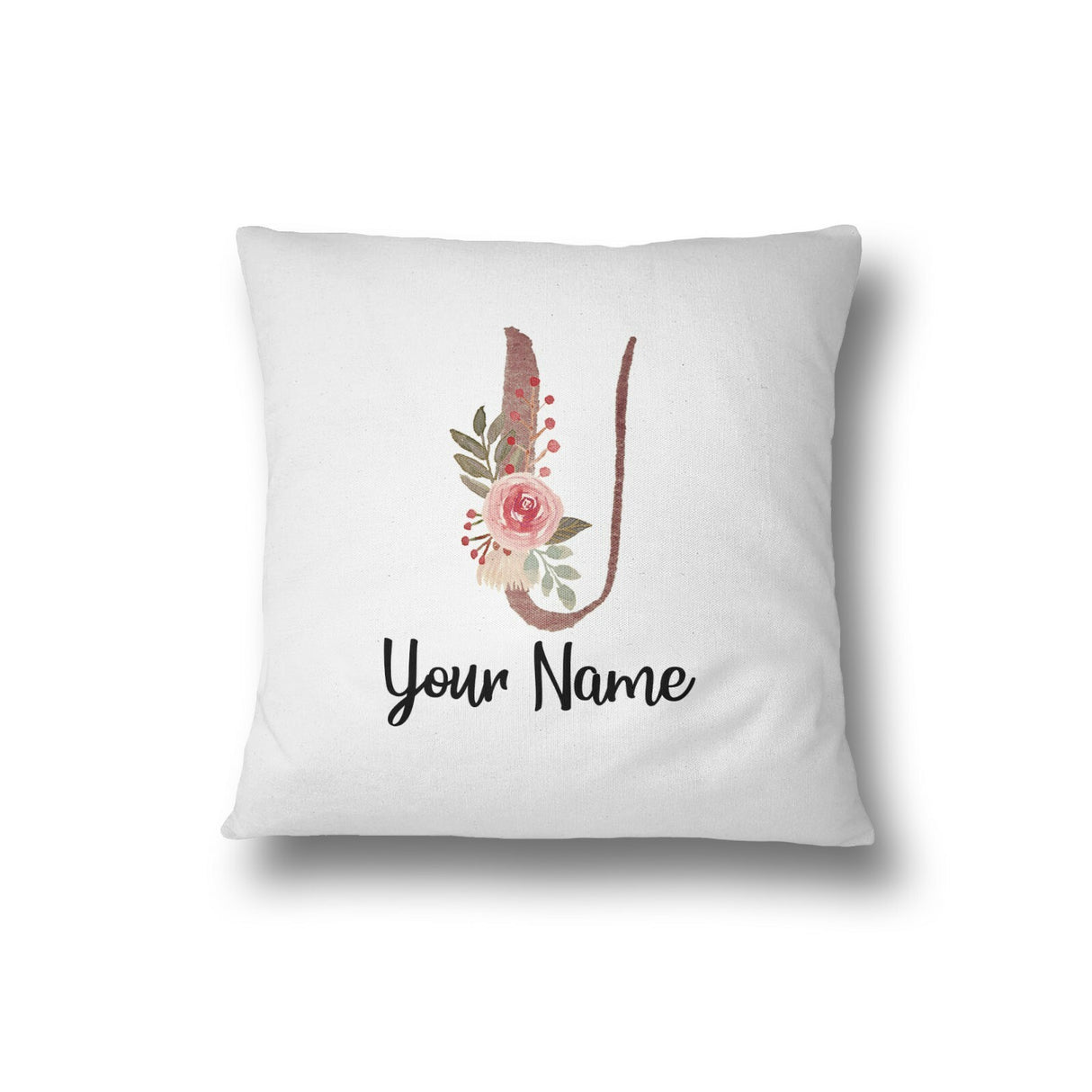 Personalised Floral Watercolour Hand Paint Effect Alphabet Floral Name Cushion