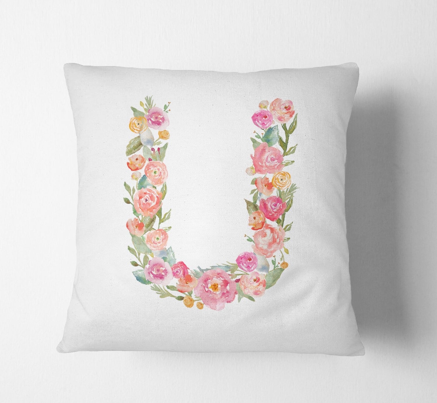 Personalised Alphabet Floral Name Initial Letter Cushion Pillow Case Insert Fill