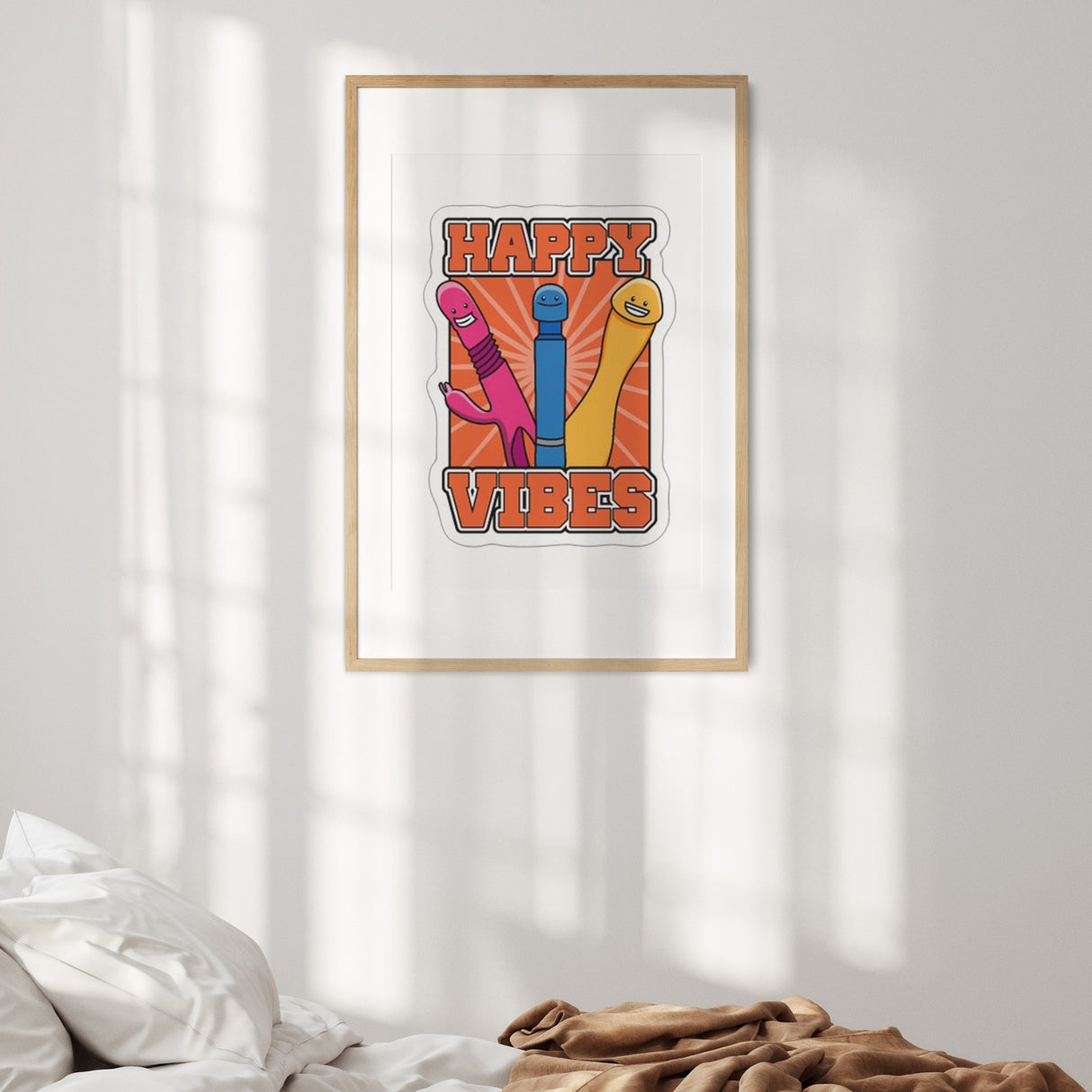 Happy Vibes Rude Funny Custom Name Wall Art Poster Quality Print Decor