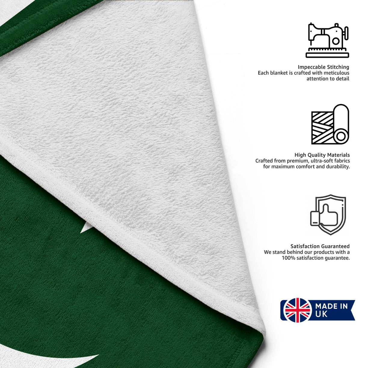 Pakistan Flag Design Gift Cross Custom Made Soft Warm Fleece Blanket Throw Decor