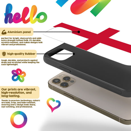 England Flag St George's Cross Custom Printed iPhone Case - Black TPU Cover