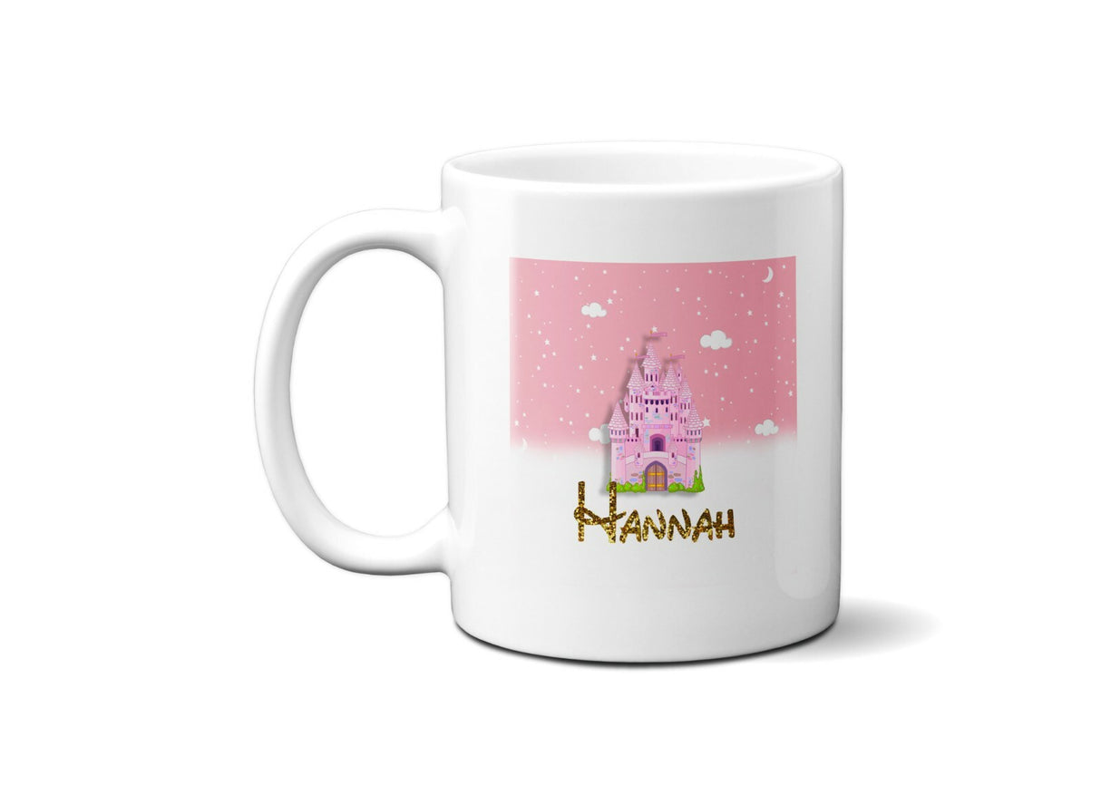 Personalised Name Princess Castle Coffee Tea Mug Gift 11oz Mug + Coaster