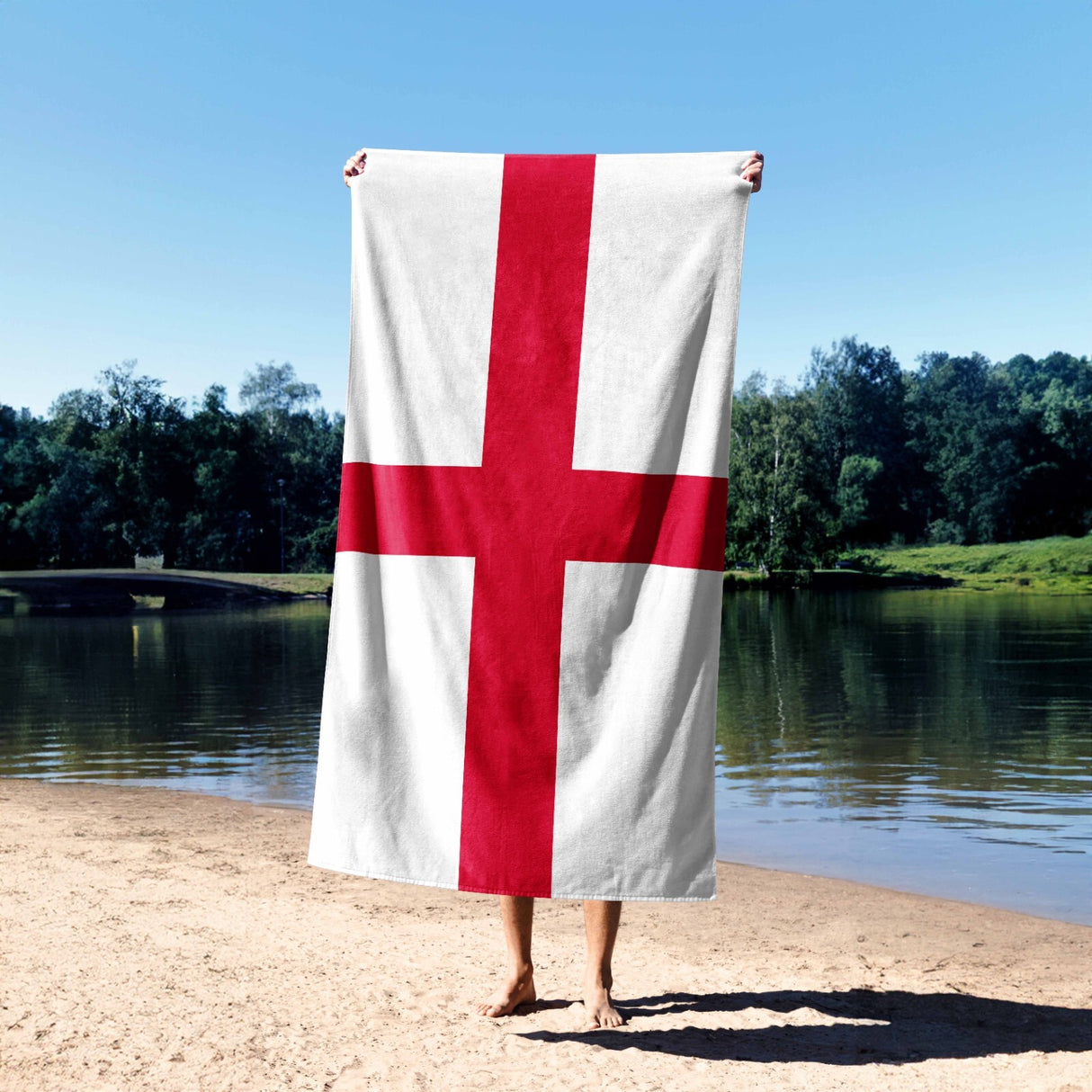 England Flag St George's Cross Custom Soft Highly Absorbent Beach Bath Sheet