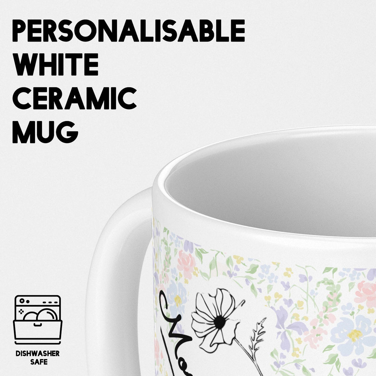 Personalised Mother's Day Custom Name Floral Coffee Tea Mug Coaster Gift Him Her