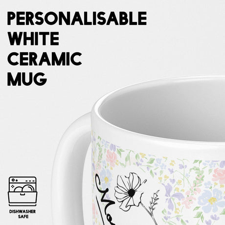 Personalised Mother's Day Custom Name Floral Coffee Tea Mug Coaster Gift Him Her