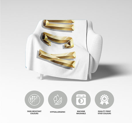 Personalised Name Any Name Gold Brick Letter Soft Fleece Mink Blanket Gift Decor