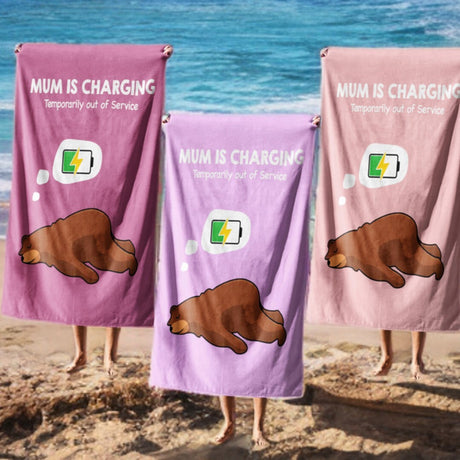 Mum Is Charging Funny Animal Novelty Absorbent Beach Bath Sheet Towel Gift