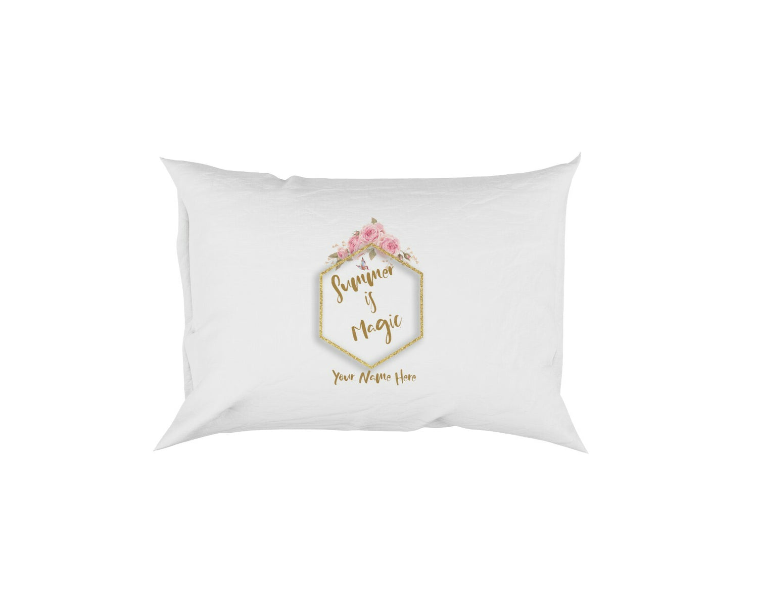 Summer is Magic Floral Frame Gold Soft Pillowcase Pillow Case Cover