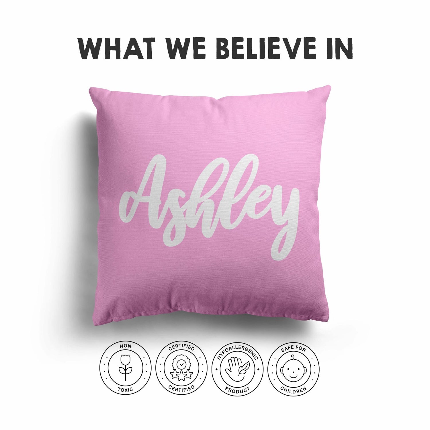 Personalised Custom Name Colour Plain Script Font Square Fill Zip Cushion Throw