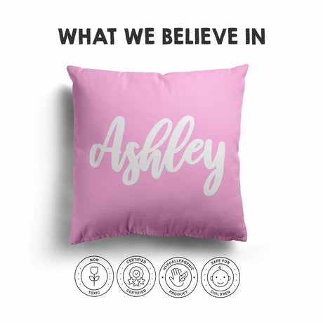 Personalised Custom Name Colour Plain Script Font Square Fill Zip Cushion Throw