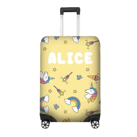 Unicorn Ice Cream Name Gift Custom Luggage Cover Personalise Suitcase Protector