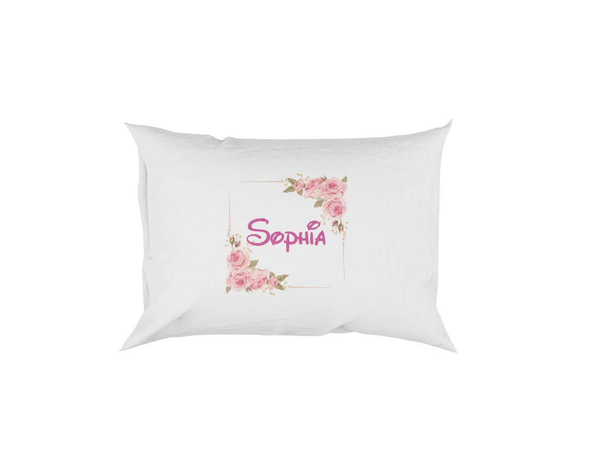 Personalised Name Floral Roses Pink Soft Pillowcase Pillow Case Cover