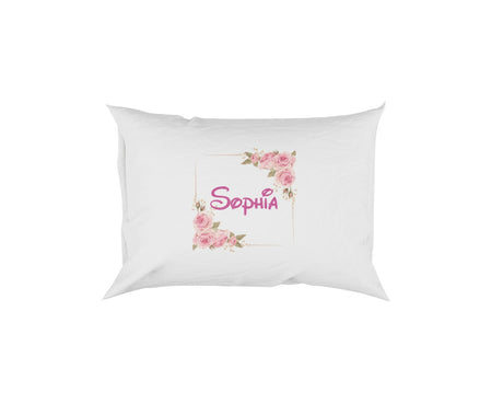 Personalised Name Floral Roses Pink Soft Pillowcase Pillow Case Cover