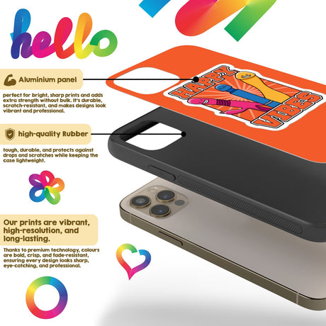 Happy Vibes Rude Funny - Personalised Custom Cover - Printed iPhone Black Case