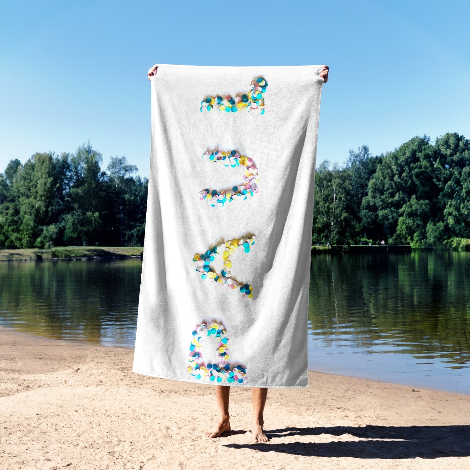 Personalised Confetti Handmade Custom Colour Absorbent Beach Bath Sheet Towel