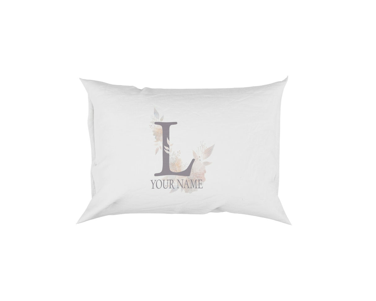 Personalised Misty Dusty Pastel Alphabet Floral Name Initial Letter Pillow Case