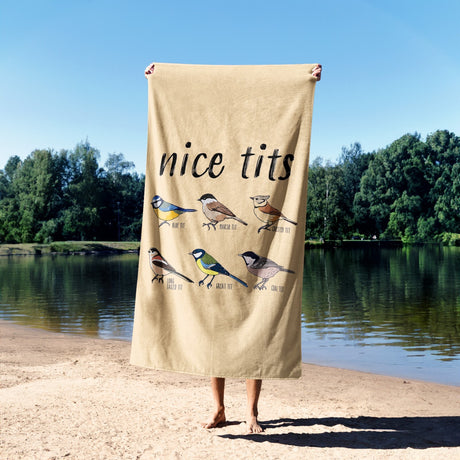 Nice Birds Bird Prank Funny Cheeky Naughty Soft Absorbent Beach Bath Sheet Towel