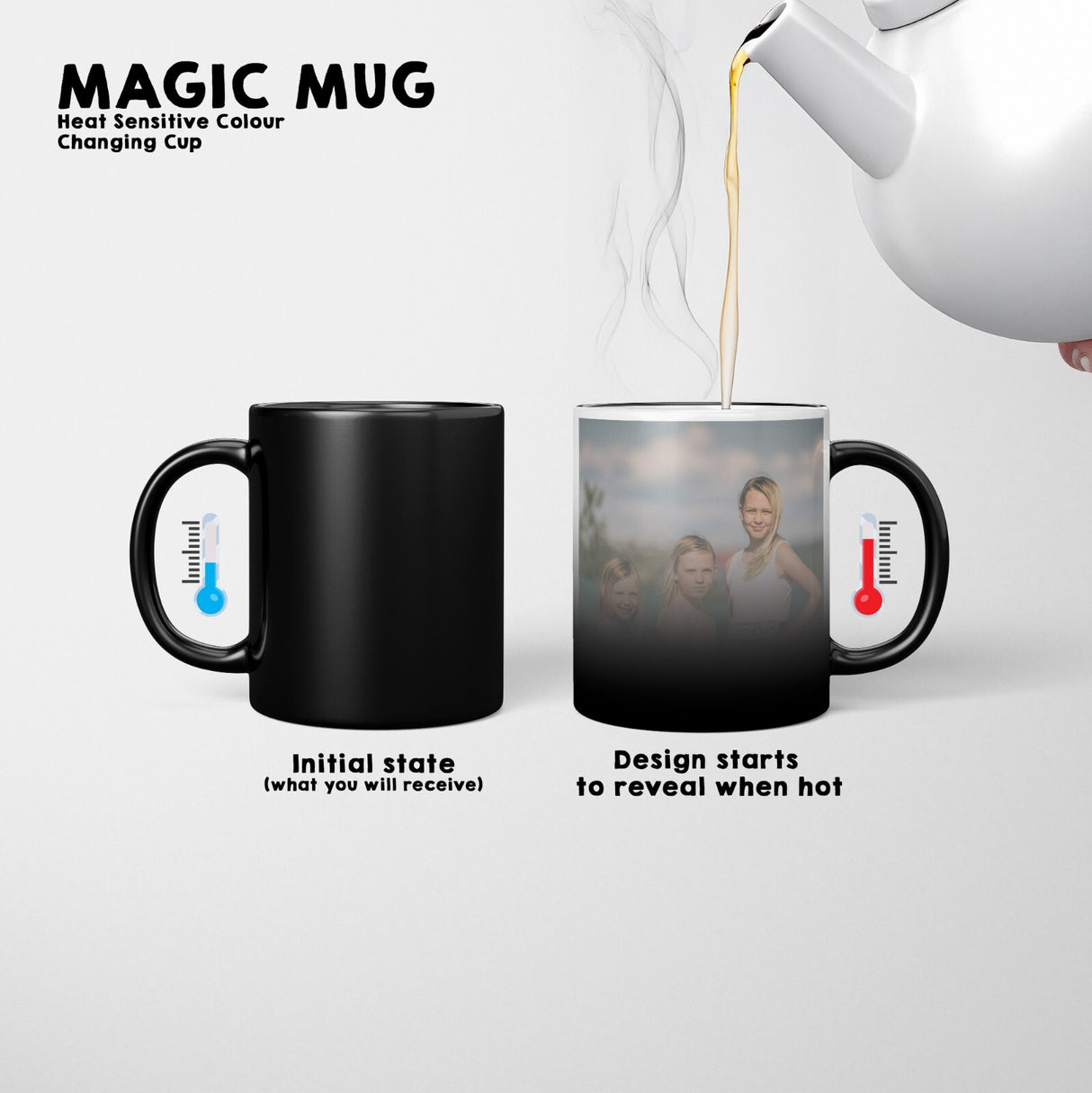 Personalised Upload Your Own Photos Heat Sensitive Magic Colour Changing Mug Cup