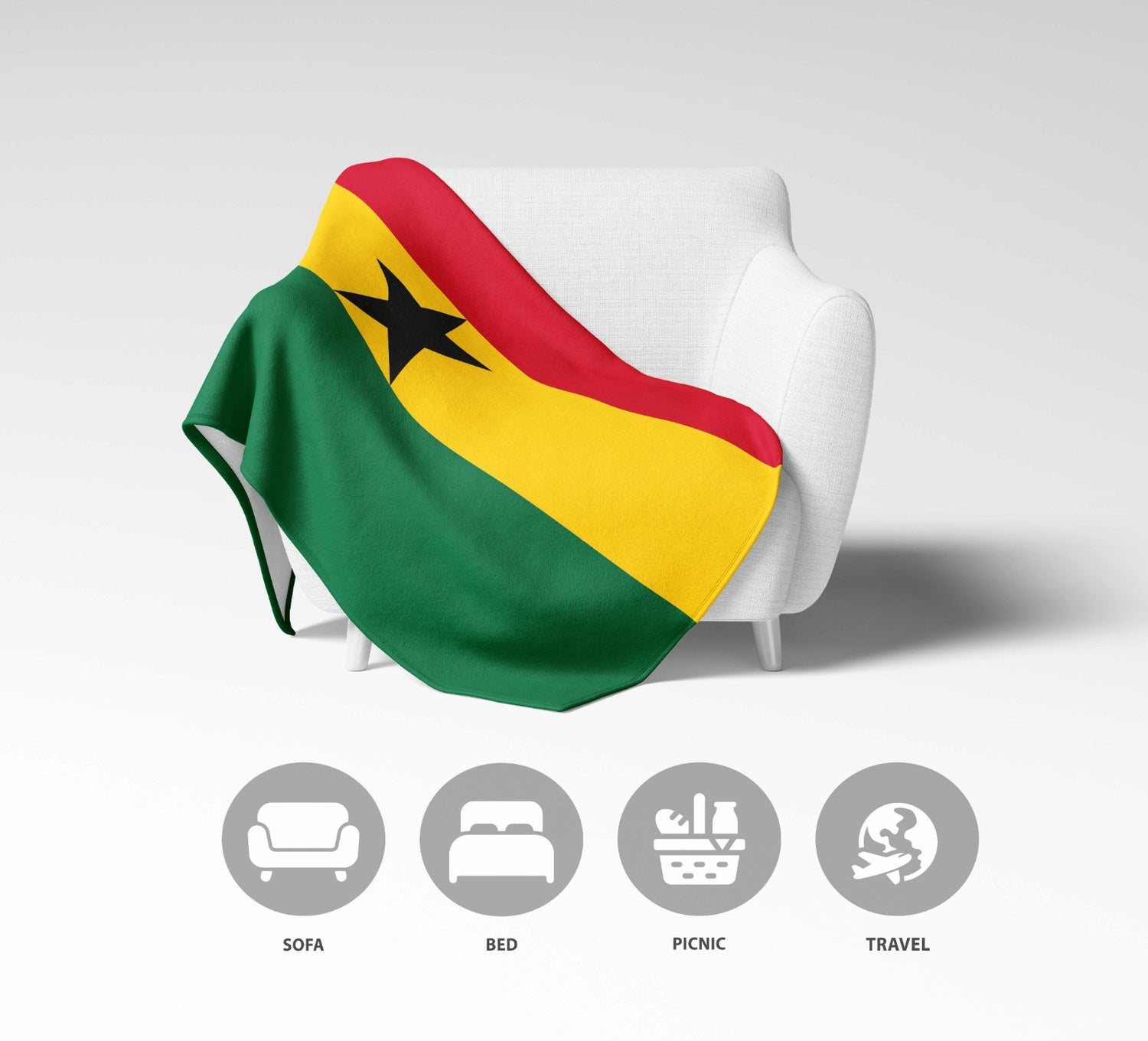 Ghana Flag Fleece Blanket Home Decor Throw Gift Custom Made Soft Warm Patriotic