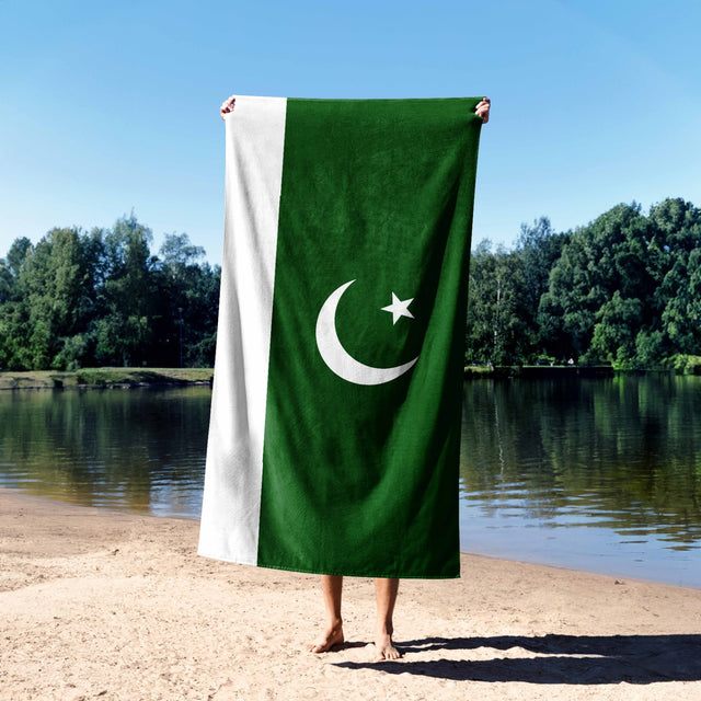 Pakistan Flag Gift Towel Custom Made Soft Cozy Highly Absorbent Beach Bath Sheet
