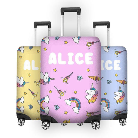 Unicorn Ice Cream Name Gift Custom Luggage Cover Personalise Suitcase Protector