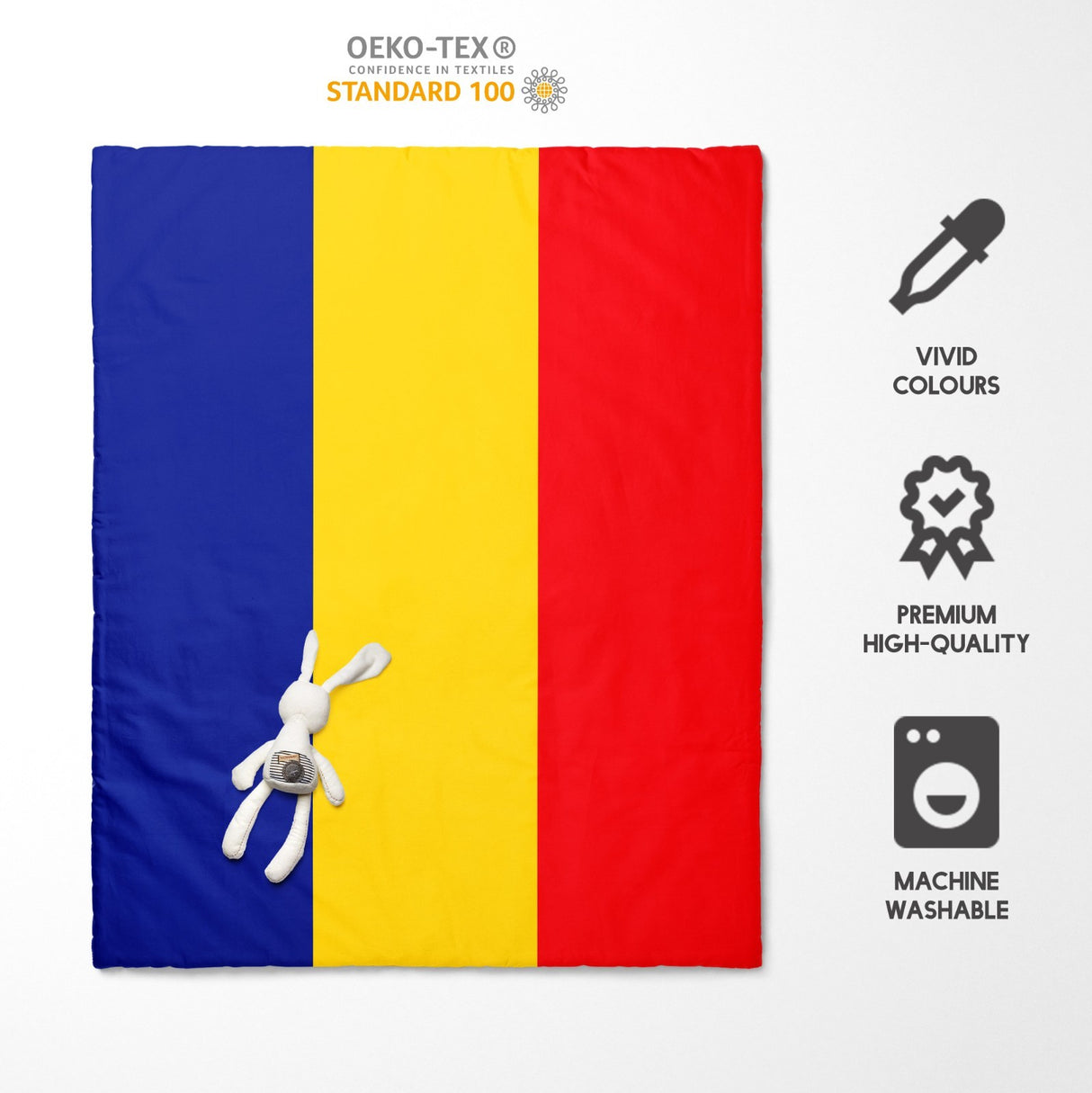 Romania Flag Design Cot Bed - Duvet Cover Toddler Pillowcase Gift Custom Cosy