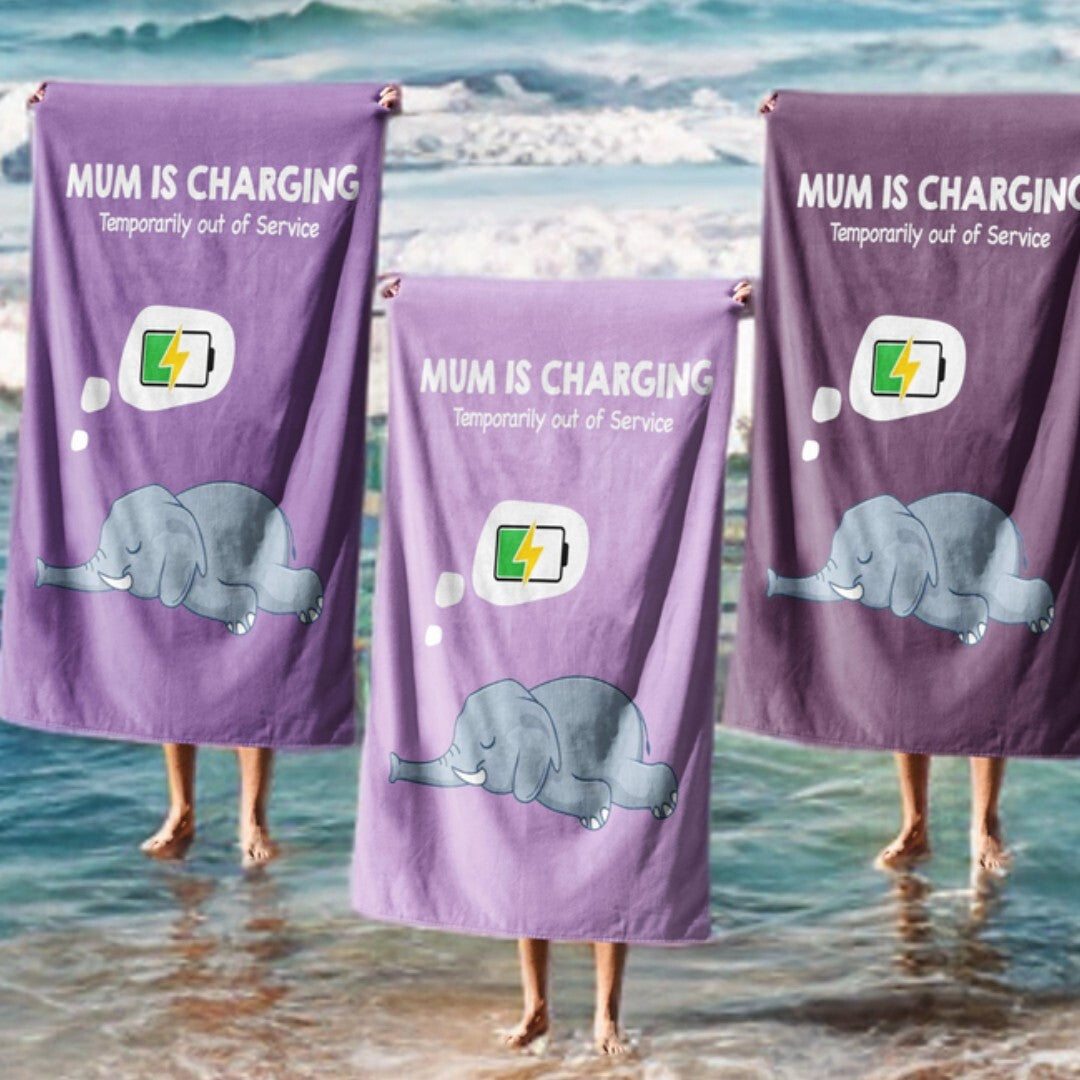 Mum Is Charging Funny Animal Novelty Absorbent Beach Bath Sheet Towel Gift