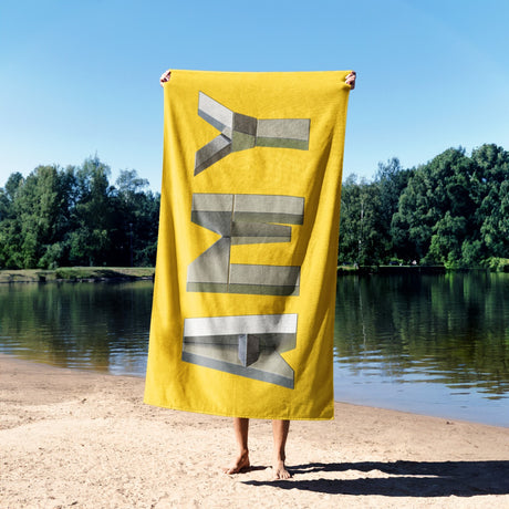 Personalised Geometal 3D Text Custom Coloured Absorbent Beach Bath Sheet Towel