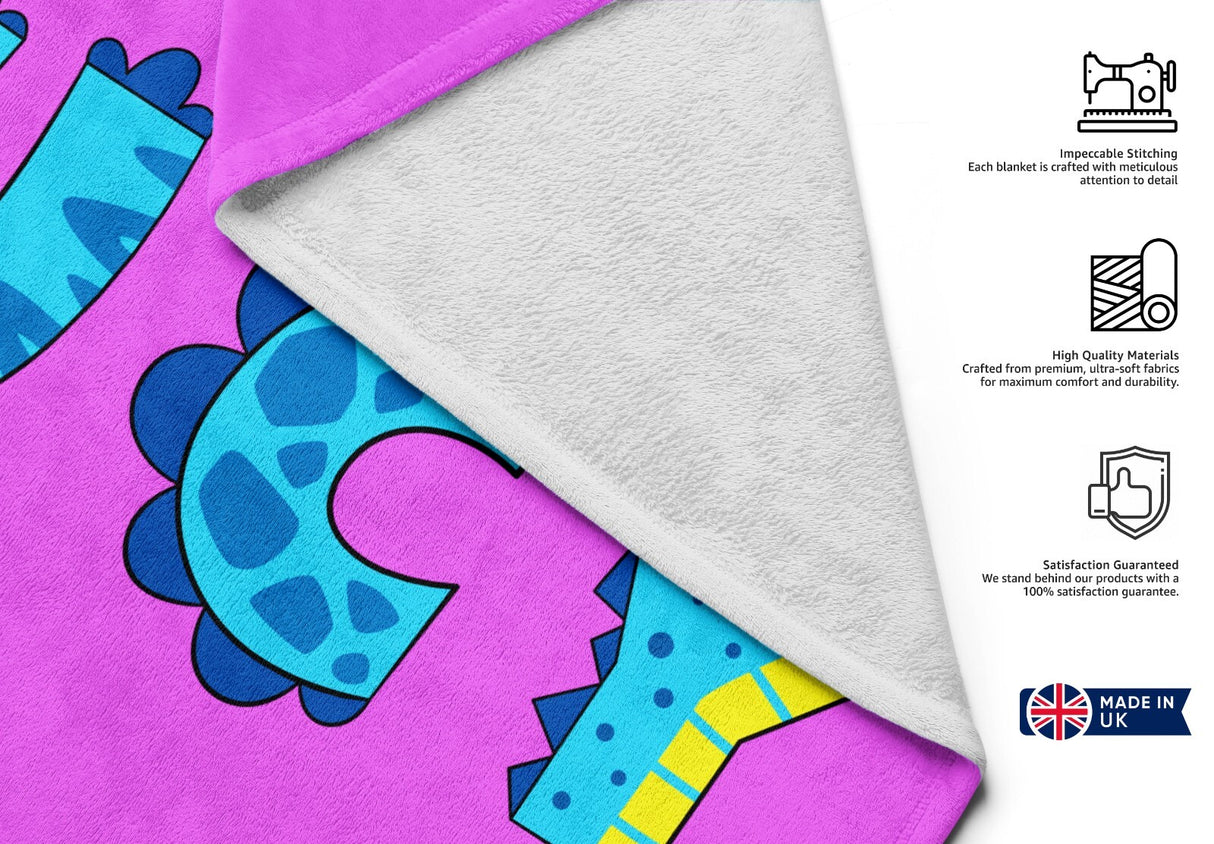 Personalised Any Name Dinosaur Alphabet Colour Absorbent Beach Bath Sheet Towel