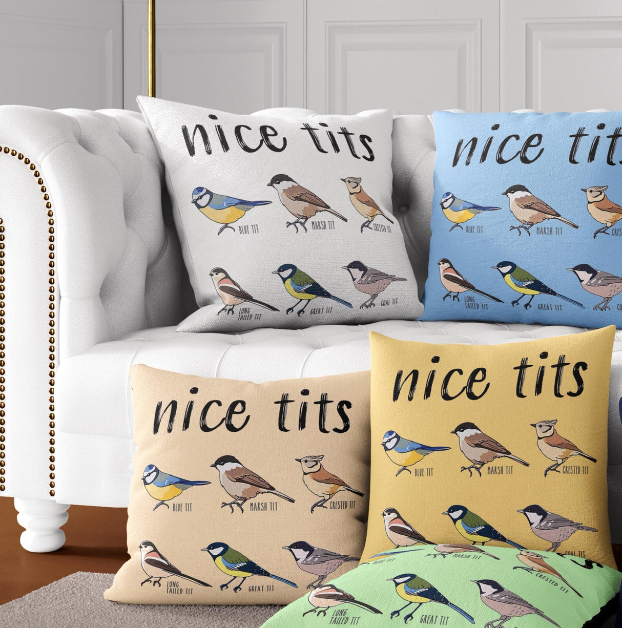Nice Birds Prank Funny Cheeky Naughty Novelty Soft Square Fill Zip Cushion Throw