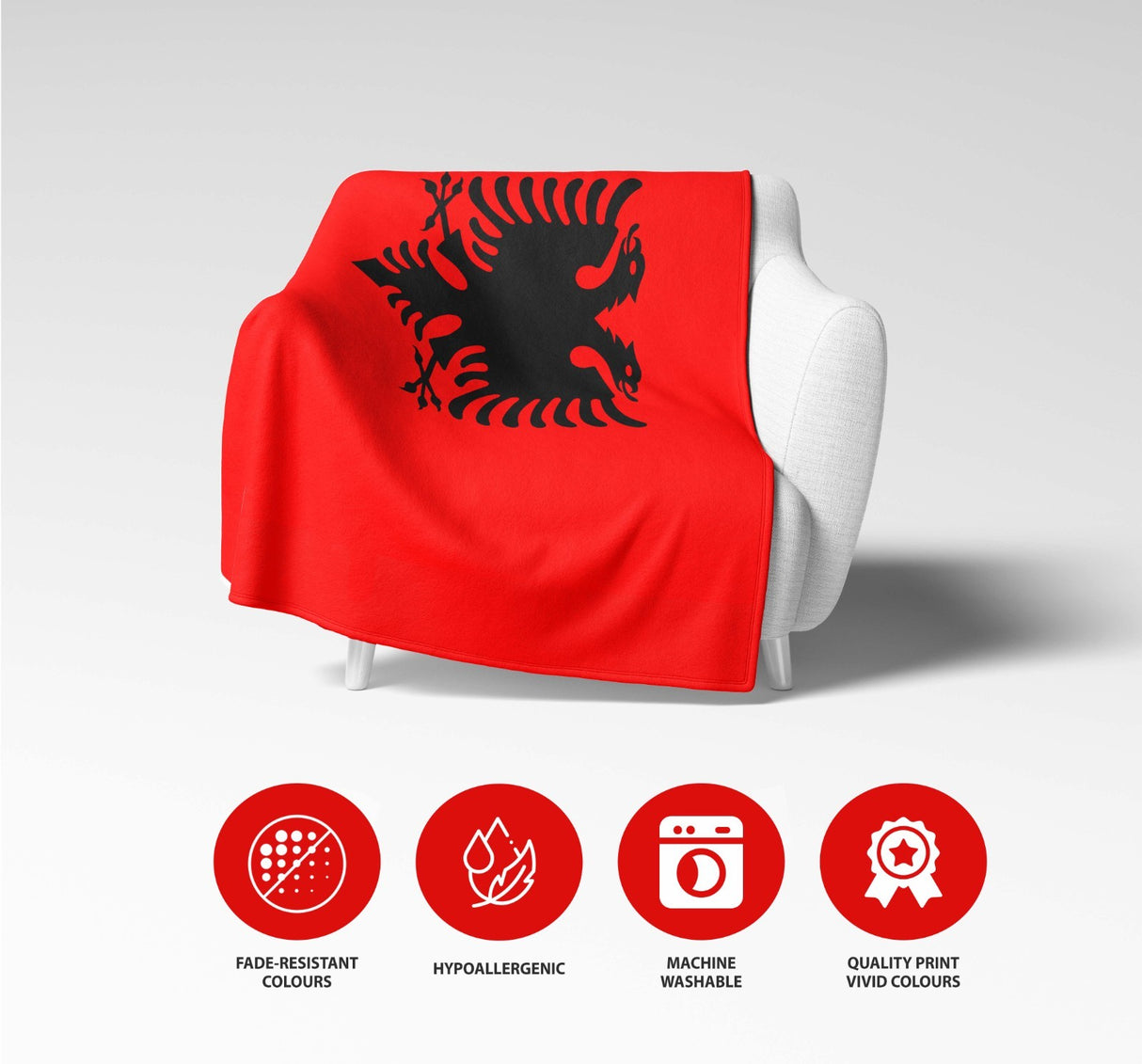 Albania Flag Fleece Blanket - Home Decor Throw Gift Cosy Custom Made Soft Warm