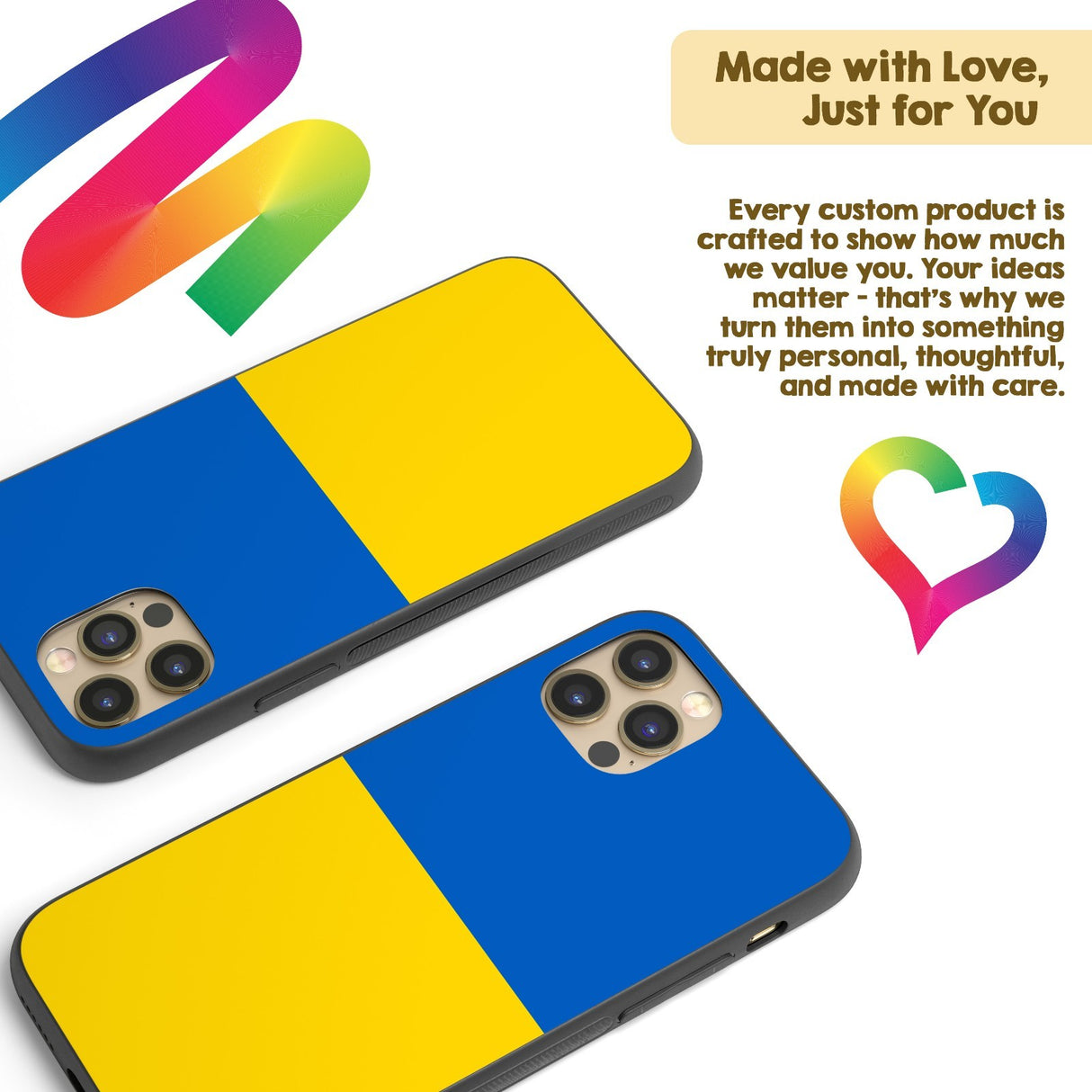Ukraine Flag Patriotic iPhone Case Printed Black TPU Cover Protector Custom Gift