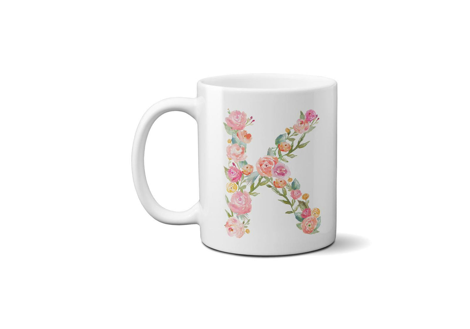 Personalised Alphabet Floral Name Initial Letter Coffee Mug Gift 11oz Ceramic