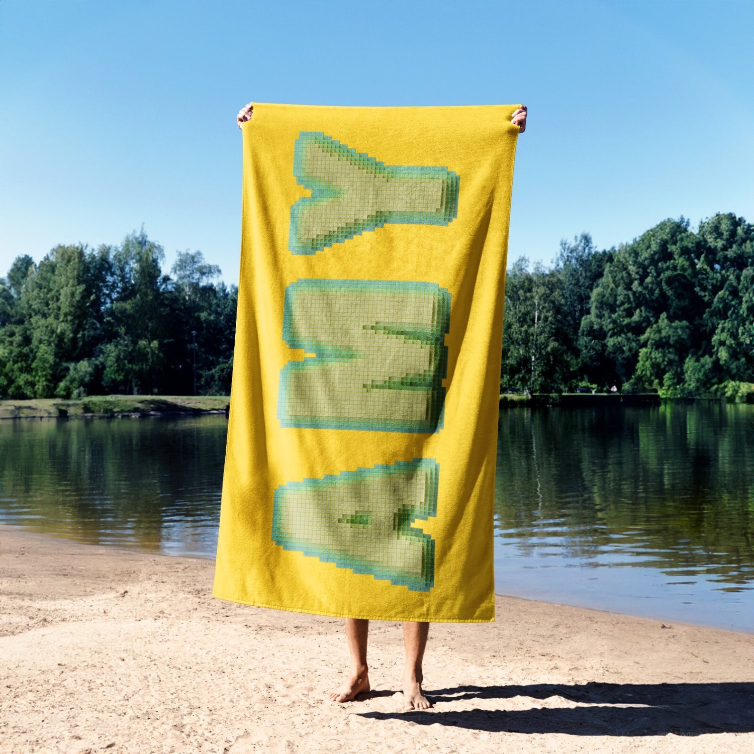 Personalised Any Name Bold Pixel 3D Any Colour Absorbent Beach Bath Sheet Towel