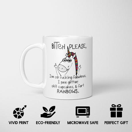 Unicorn Pee Glitter Rude Cheeky Funny Gift Coffee Tea Mug Coaster Option Him Her